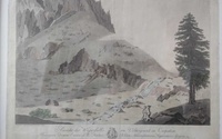 Kolorovaná medirytina - Vodopád vo Velickej doline, E. Schröt, 1799 - stav pred reštaurovaním