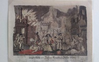 Kolorovaná oceľorytina - Požiar vo Veľkej, 1830 - stav po reštaurovaní